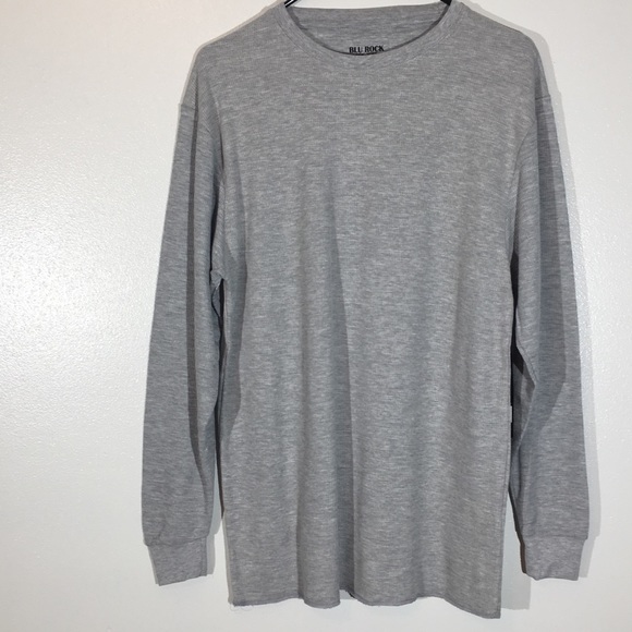 Blu Rock Gray Waffle Knit thermal Shirt - L Comfort Loungewear - Layering - Picture 1 of 7